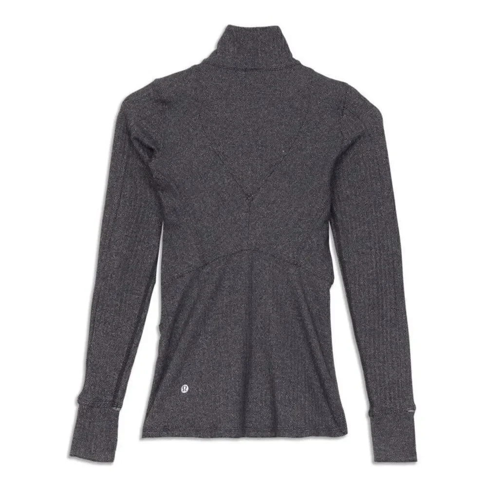 Lululemon Kanto Catch Me Pullover Top Shirt 1/2 Zip Herringbone Size 8 Run Ski